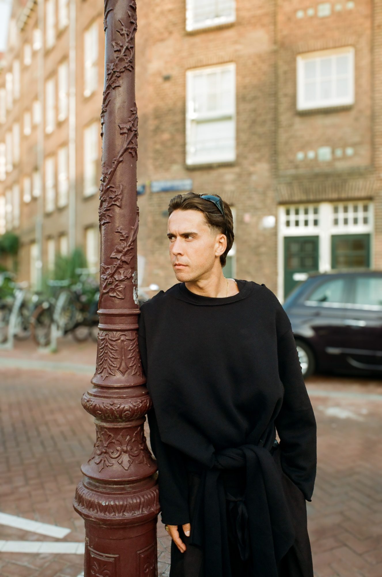 Against the lamppost